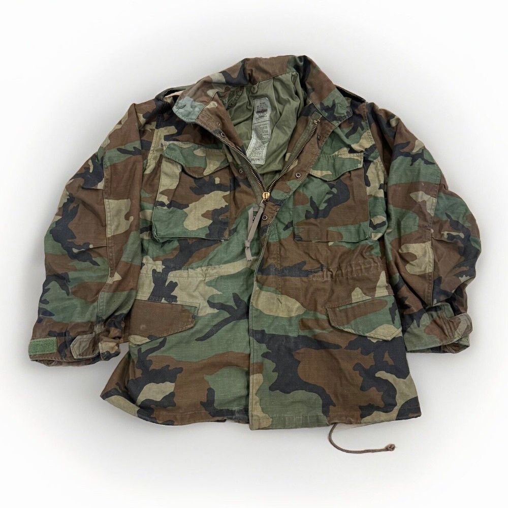 M65 Field Jacket Mens S Reg Woodland Camo‎ Army Military Vintage 80s Workwear